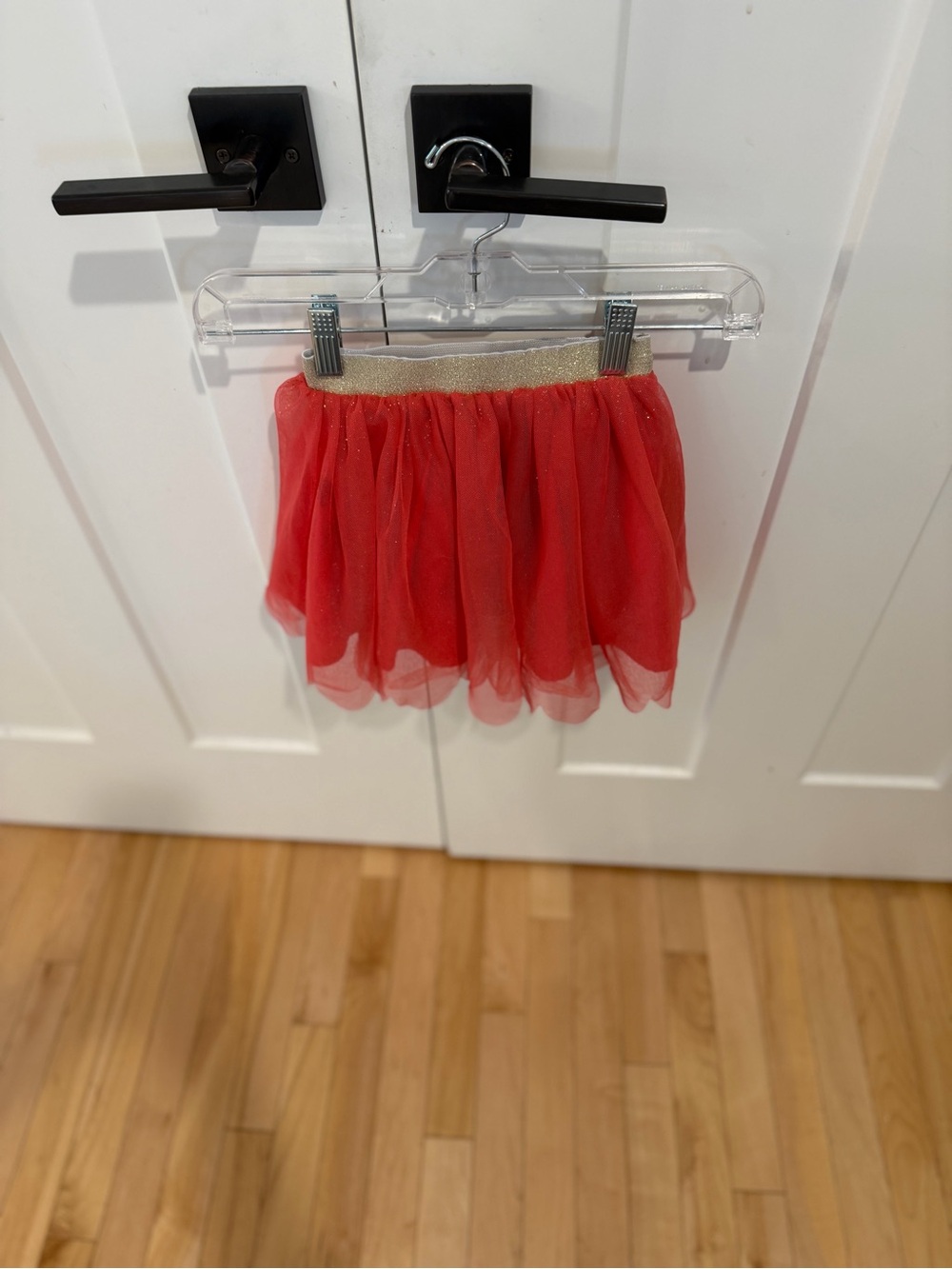 Hanna Andersson Red Tulle Skirt with Gold Waistband